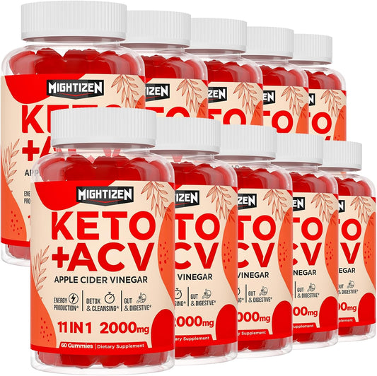 Max Strength Keto Apple Cider Vinegar Gummies with Green Tea, Probiotics, B12 & B6 - Vegan, Non-GMO, Keto Support - 10 Packs