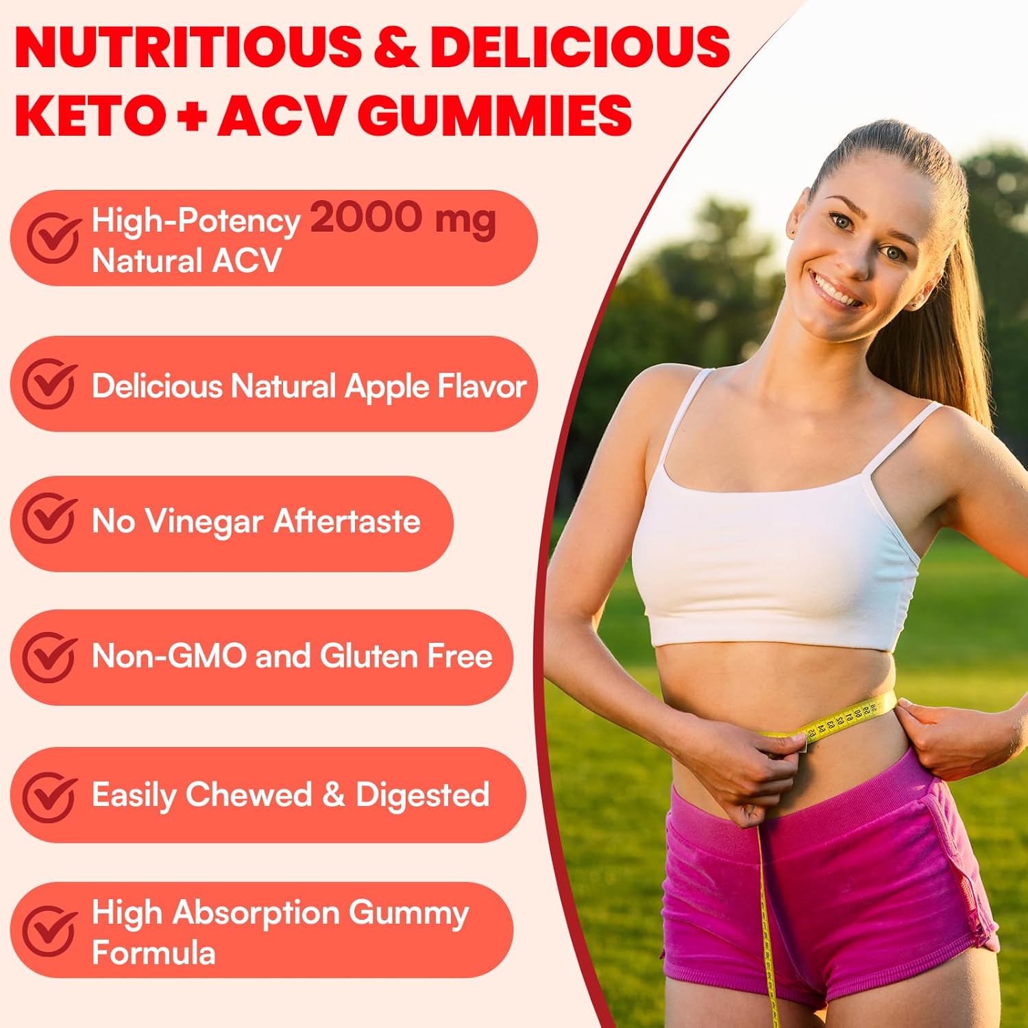 Max Strength Keto Apple Cider Vinegar Gummies with Green Tea, Probiotics, B12 & B6 - Vegan, Non-GMO, Keto Support - 10 Packs