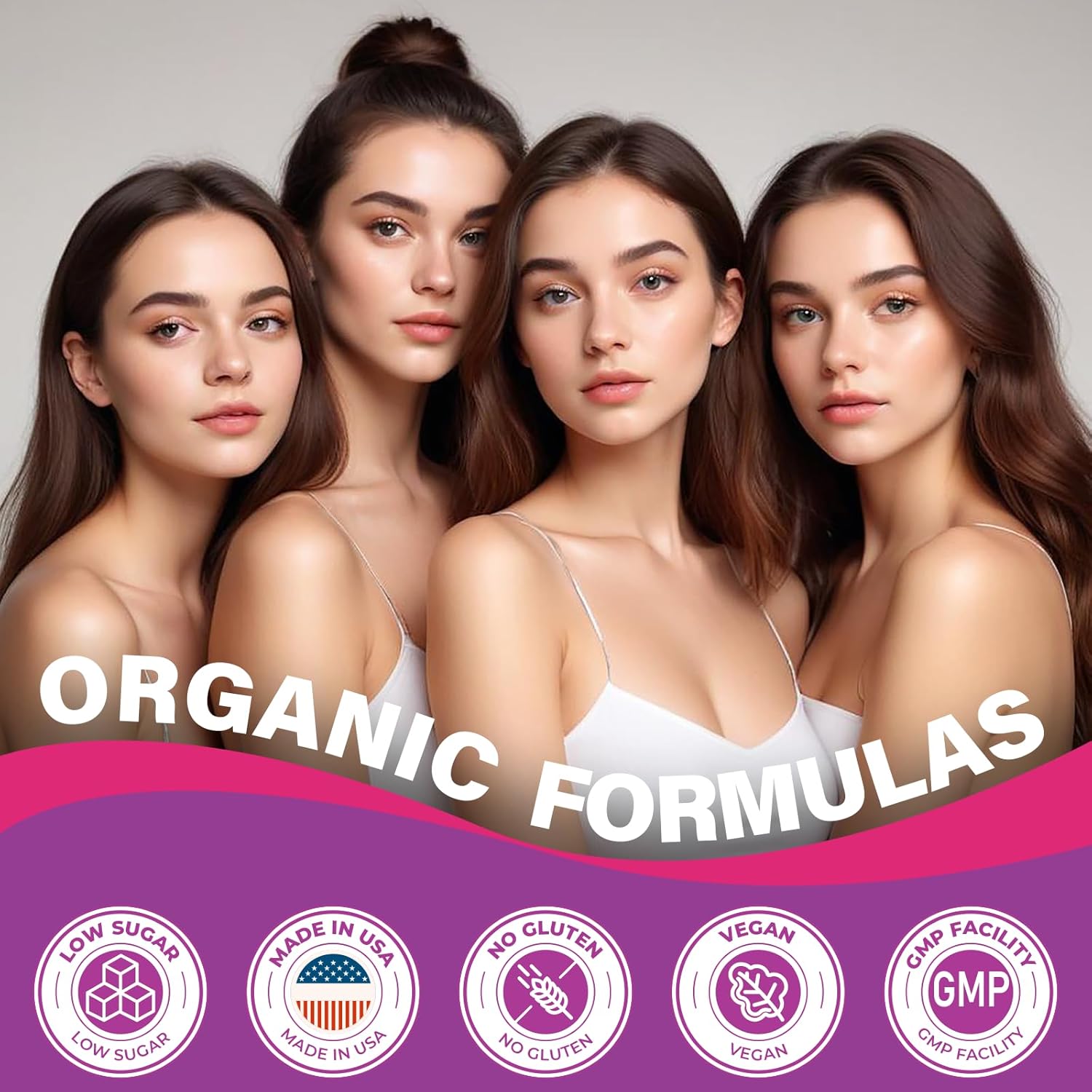 Max Strength Organic Biotin Gummies with Collagen, Keratin, Folic Acid & Vitamins - Hair, Skin, Nails Supplement for Women and Men - Sugar Free - 12 Packs