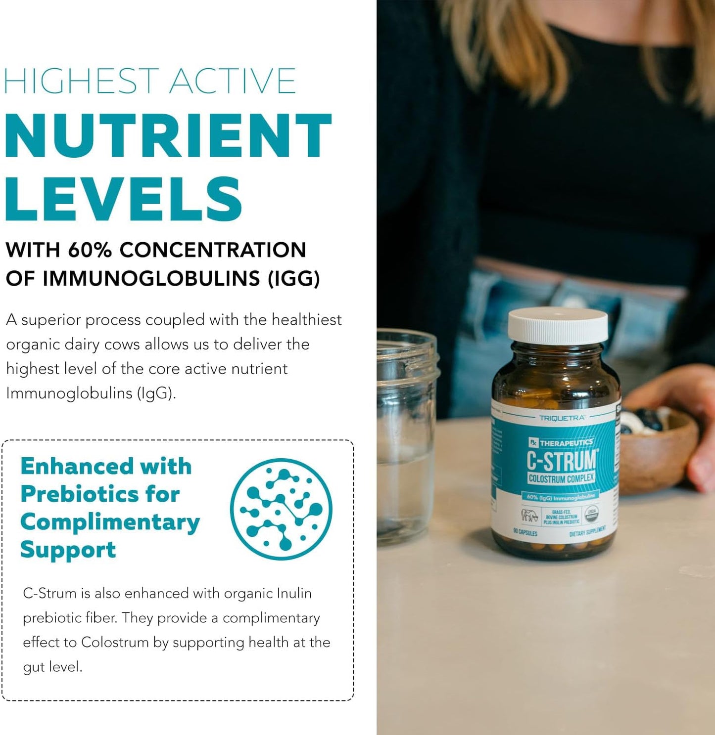 Max Strength Organic Bovine Colostrum Supplement Capsules, 60% igG, Grass Fed German Dairy Cows - Gut, Immunity, Skin & Hair Support (90 count)