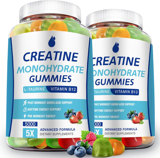 MaxHemp Creatine Monohydrate Gummies - 2 Packs, 5000mg, Boost Focus & Muscle Strength - Vegan & Sugar Free