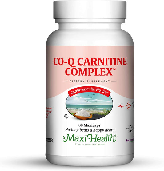 Maxi Health CoQ Carnitine Complex Capsules for Heart Health - Coenzyme Q10 & L-Carnitine Supplement - Kosher - 60 Count