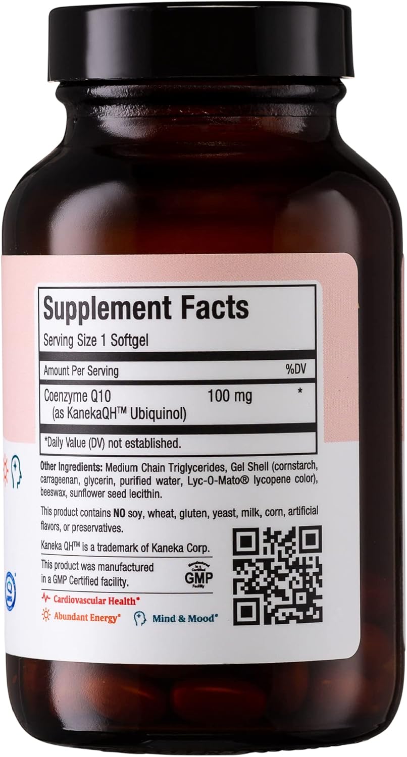 Maxi Health CoQ10 Ubiquinol 100mg Softgels - Kosher CoQ10 Supplement for Cardiovascular Health - Superior Absorption - Cellular Energy Support - 60 Count