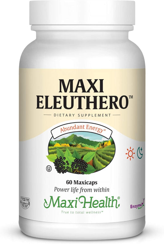Maxi Health Eleuthero Capsules - High Eleutherosides Stress and Energy Formula - 60 Count - Kosher Formula