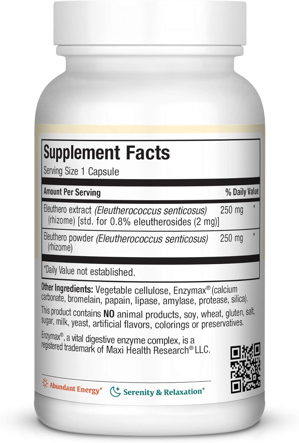 Maxi Health Eleuthero Capsules - High Eleutherosides Stress and Energy Formula - 60 Count - Kosher Formula