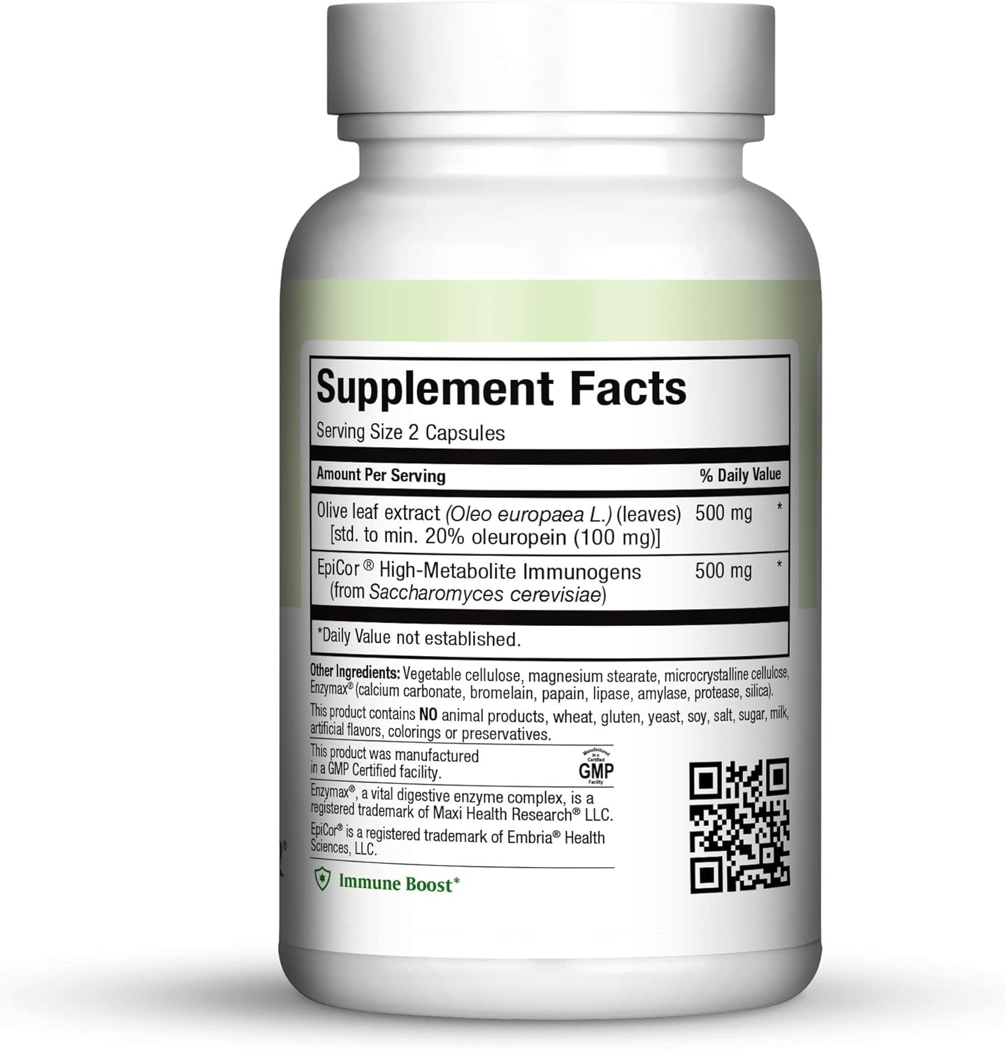 Maxi Health Epicor Power: EpiCor & Olive Leaf Extract Capsules - Brewer's Yeast - 60 Vegetarian Capsules