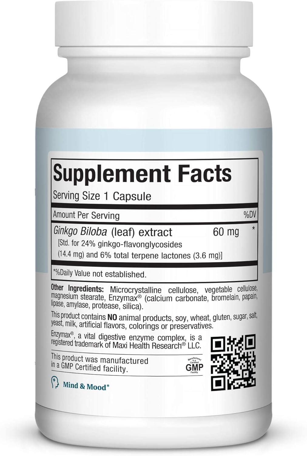 Maxi Health Ginkgo Biloba Supplement - Supports Brain Function and Circulation - 90 Capsules - Kosher Formula