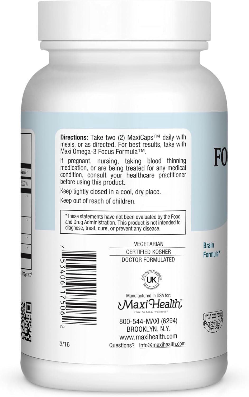 Maxi Health Maxi Focusmax Two, 60-Count - Advanced Eye Health Support Supplement