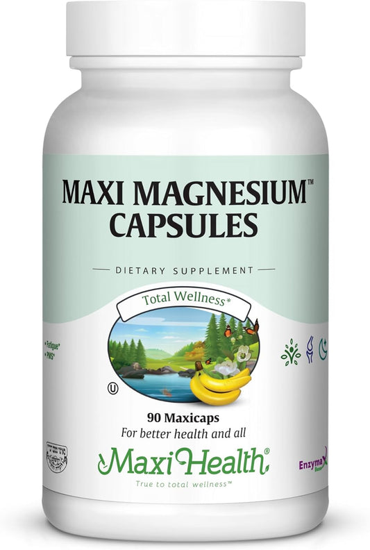 Maxi Health Maxi Kosher Magnesium Capsules for Energy Production and Bone & Nerve Support, 90 Count