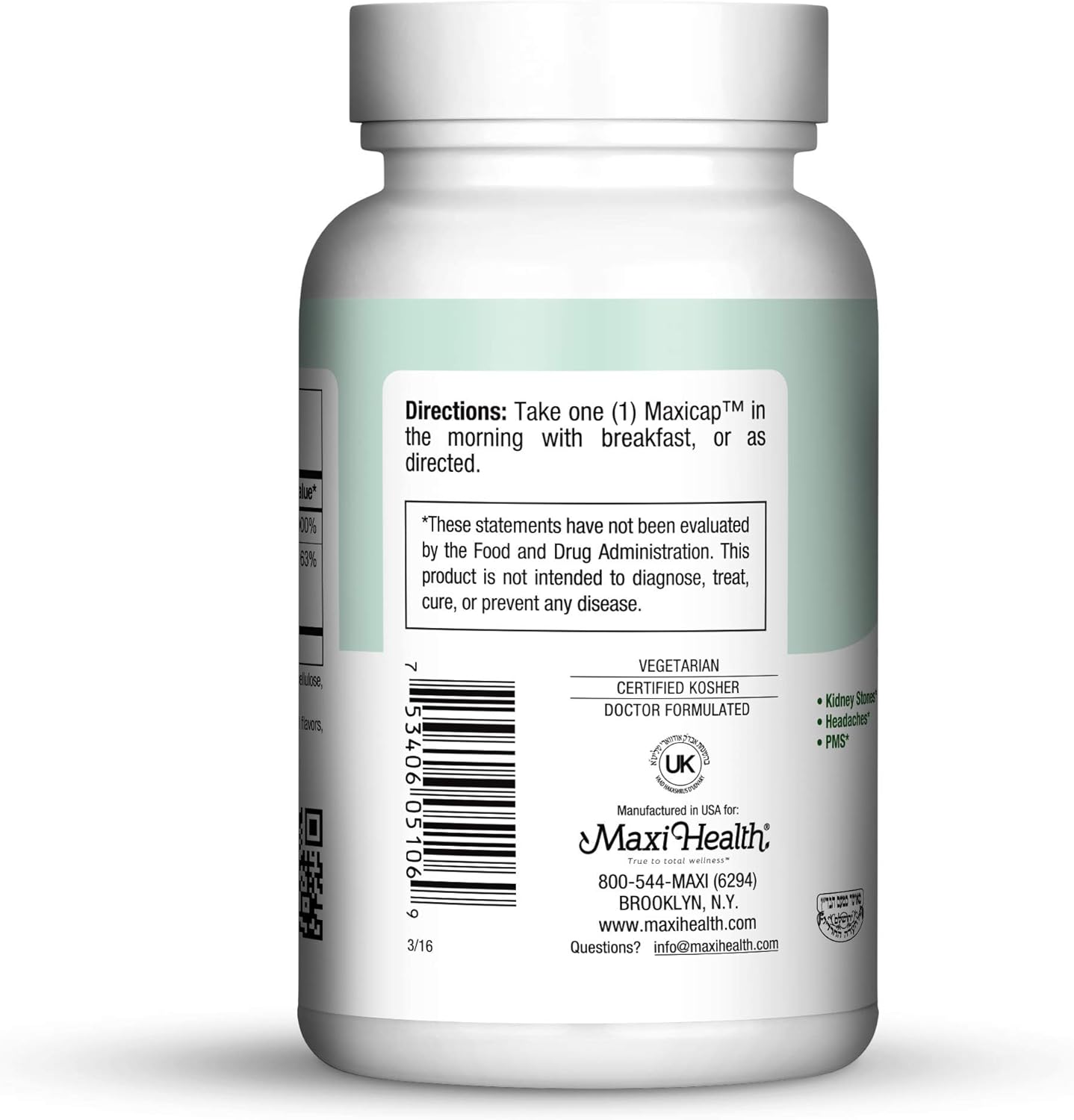 Maxi Health Maxi Mag 6 Supplement, 60 Tablets - Magnesium Citrate for Enhanced Wellness and Nutrition