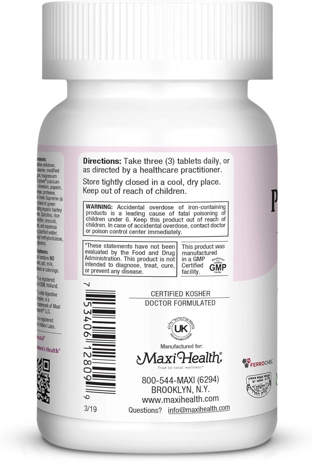 Maxi Health Maxi Prenatal Vitamins - 90 Count - 1 Pack for Women's Health during Pregnancy