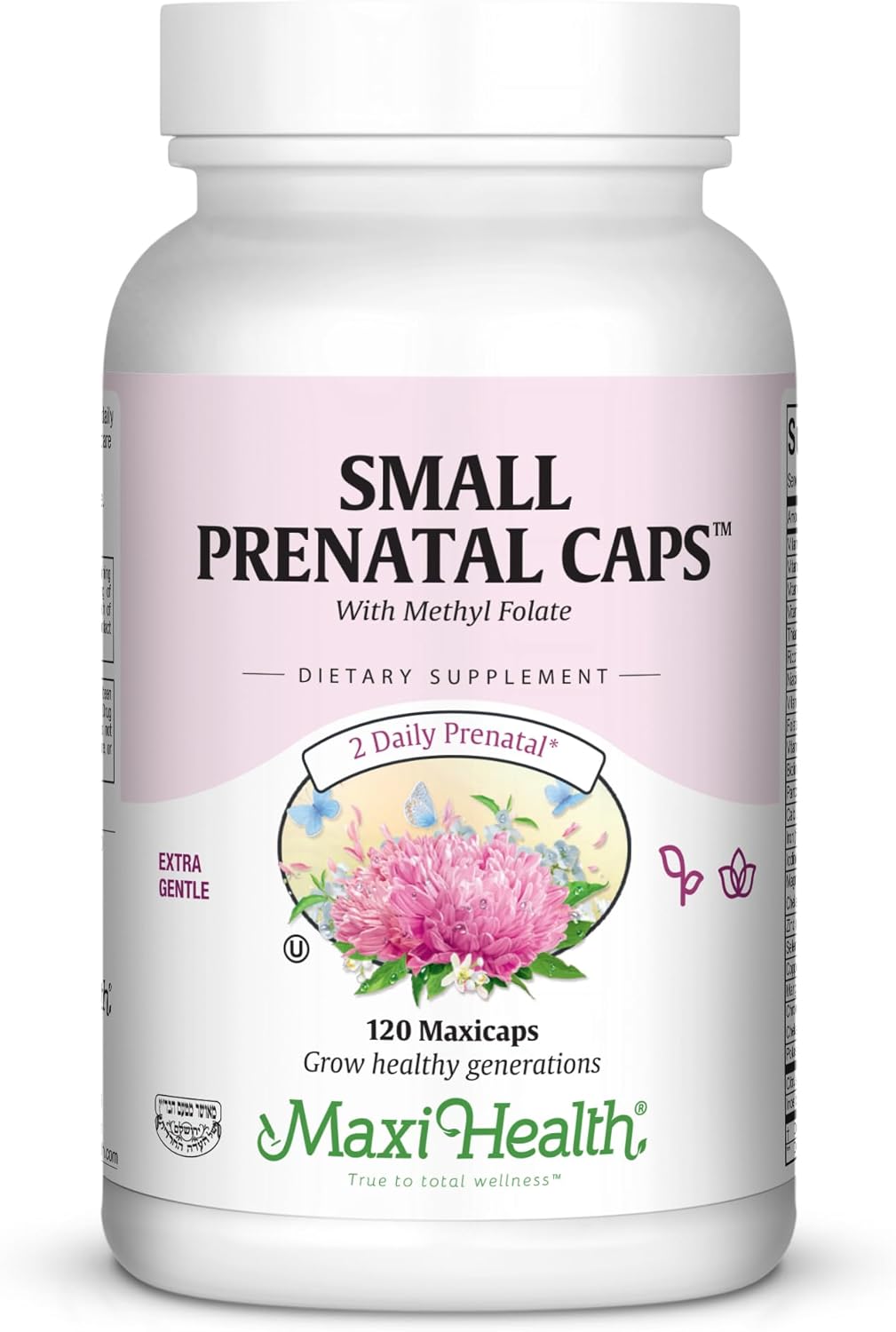 Maxi Health Maxi Small Prenatal Capsules - 120 ct with Methyl Folate for Pregnancy Support