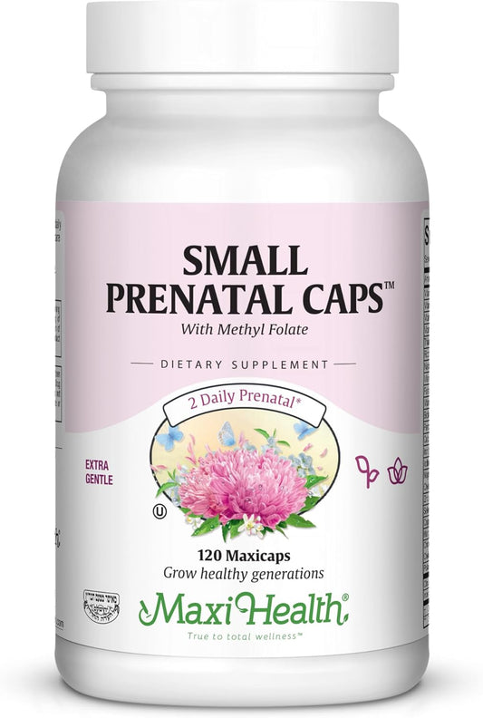 Maxi Health Maxi Small Prenatal Capsules - 120 ct with Methyl Folate for Pregnancy Support