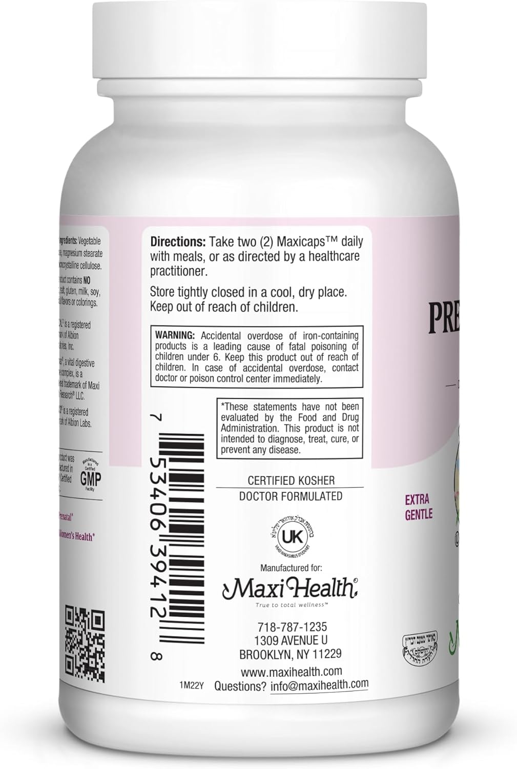 Maxi Health Maxi Small Prenatal Capsules - 120 ct with Methyl Folate for Pregnancy Support