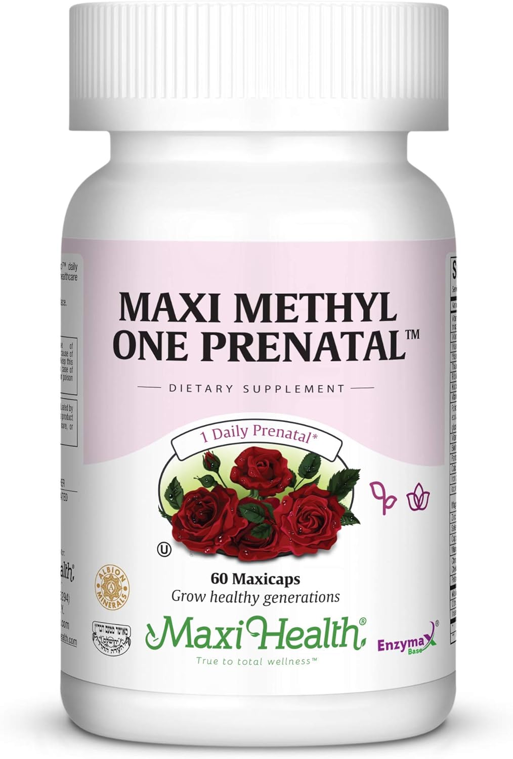 Maxi Health Prenatal Formula - One Daily with Methylated Folate & Gentle Iron - 60 Count
