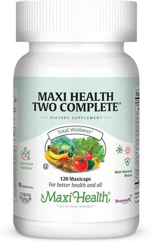 Maxi Health Two Complete Multivitamins & Minerals 120 Capsules Full Potency Kosher Formula