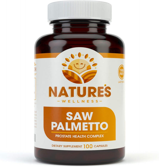 Maximum Strength 1000mg Saw Palmetto Prostate Supplement with Berry Power + Extract - Promotes Prostate Health, Reduces Frequent Urination, Blocks DHT Hair Loss - 100 Capsules