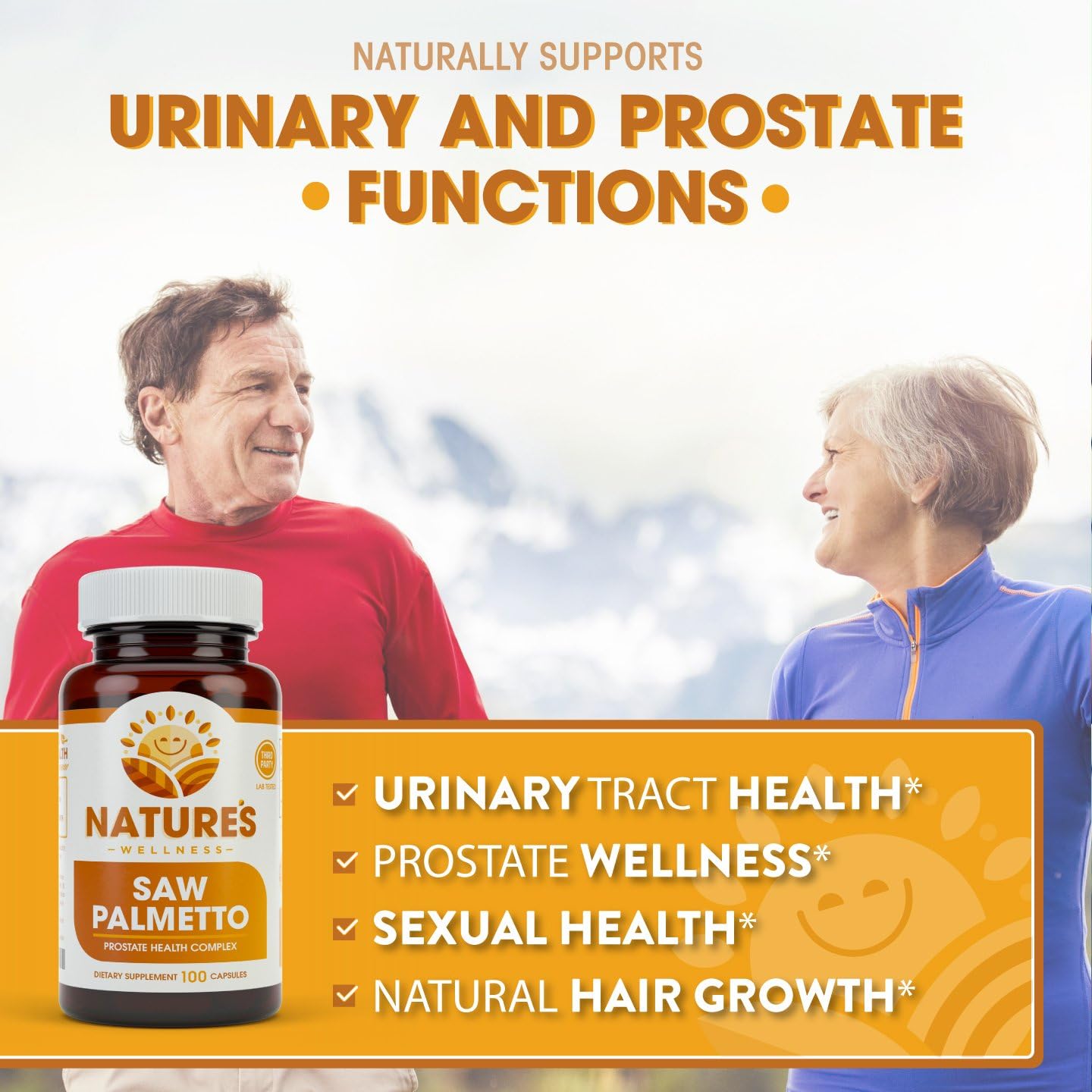 Maximum Strength 1000mg Saw Palmetto Prostate Supplement with Berry Power + Extract - Promotes Prostate Health, Reduces Frequent Urination, Blocks DHT Hair Loss - 100 Capsules