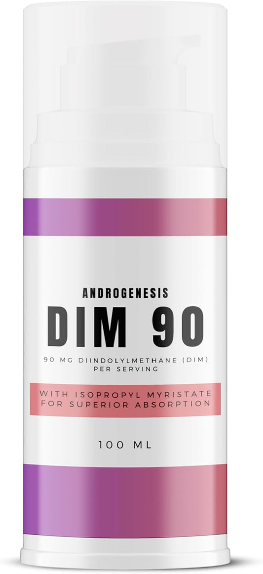 Maximum Strength Androgenesis DIM 90 Topical Gel - 90mg All Natural Diindolylmethane (DIM) - Supports Hormonal Balance, Cognitive Function, Mood, Memory and Immune System - 30 Servings