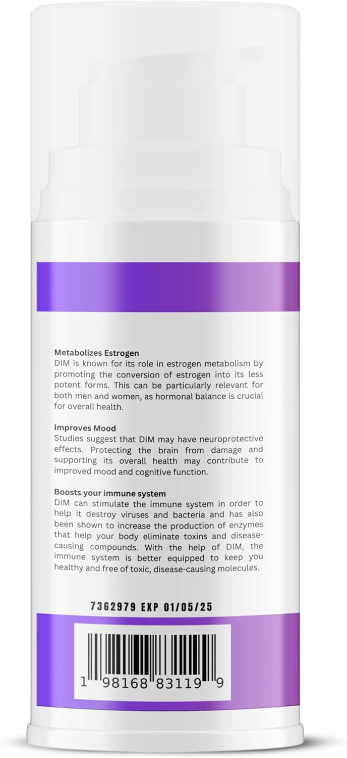 Maximum Strength Androgenesis DIM 90 Topical Gel - 90mg All Natural Diindolylmethane (DIM) - Supports Hormonal Balance, Cognitive Function, Mood, Memory and Immune System - 30 Servings