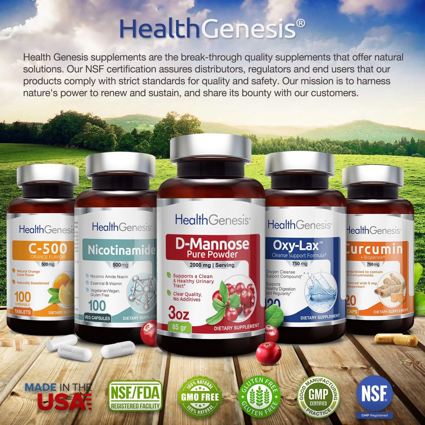 Maximum Strength Health Genesis B-3 Nicotinamide Niacin 1500 mg - 60 Tablets for Skin Cell Health