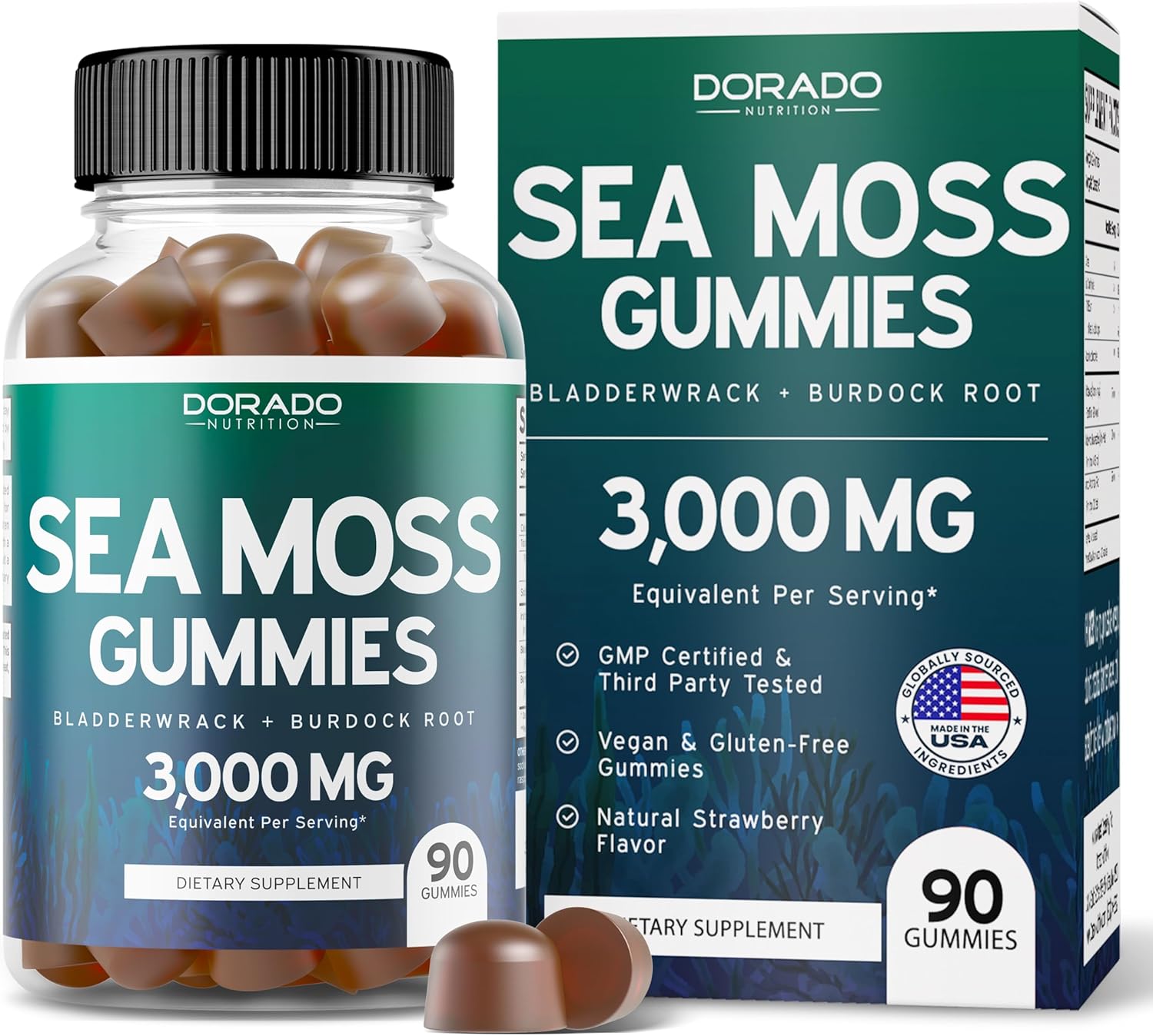 Maximum Strength Horny Goat Weed & Irish Sea Moss Gummies - 1590mg for Men & Women - 90 Gummies