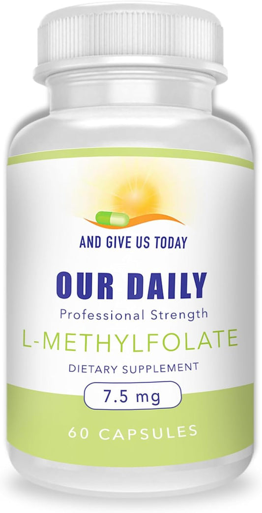 Maximum Strength L-Methylfolate 7.5 mg Capsules, 60 Count - Gluten Free, Non-GMO, Vegetarian, Filler Free