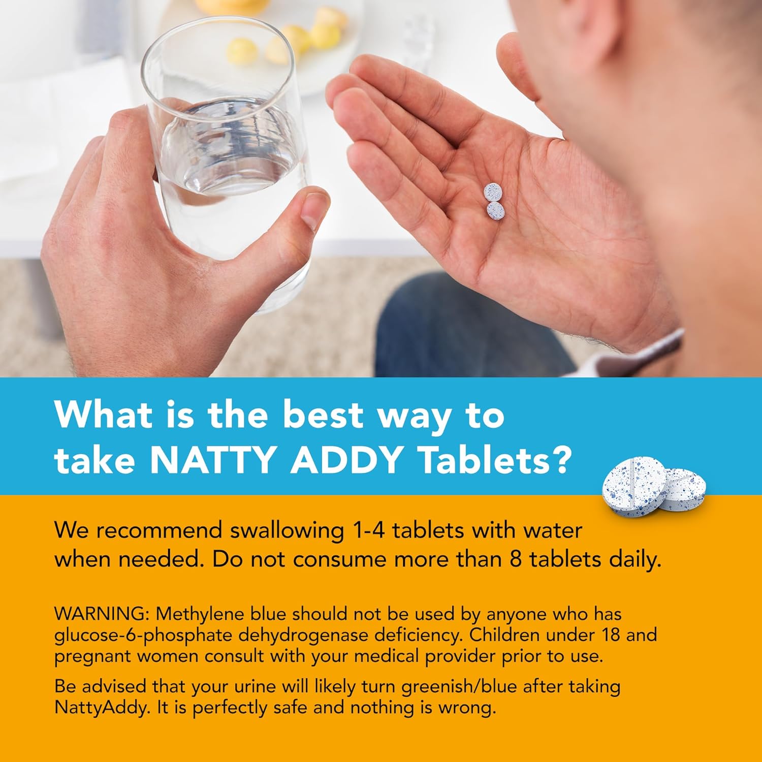 Maximum Strength Natty Addy Brain Support Supplement with Methylene Blue, Caffeine, and L-Theanine for Mental Focus and Clarity