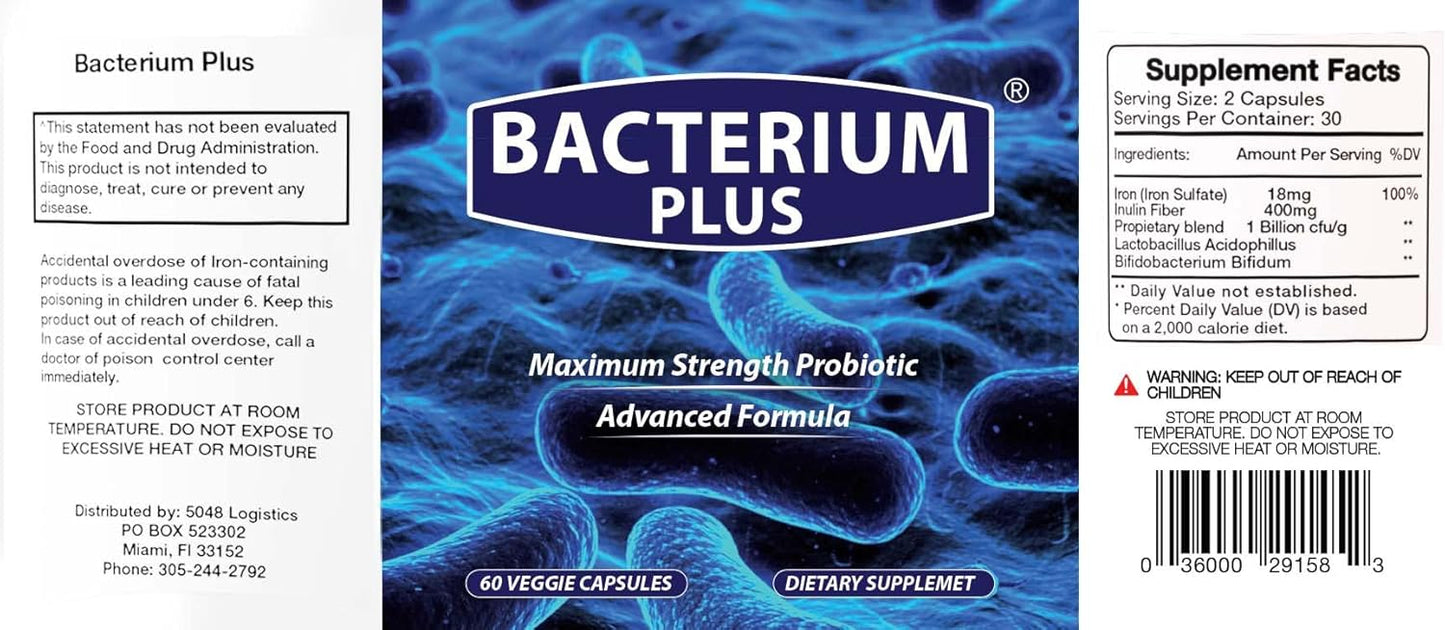 Maximum Strength Probiotic Blend for Intestinal Health - 100% Natural Digestive Supplement with 60 Capsules