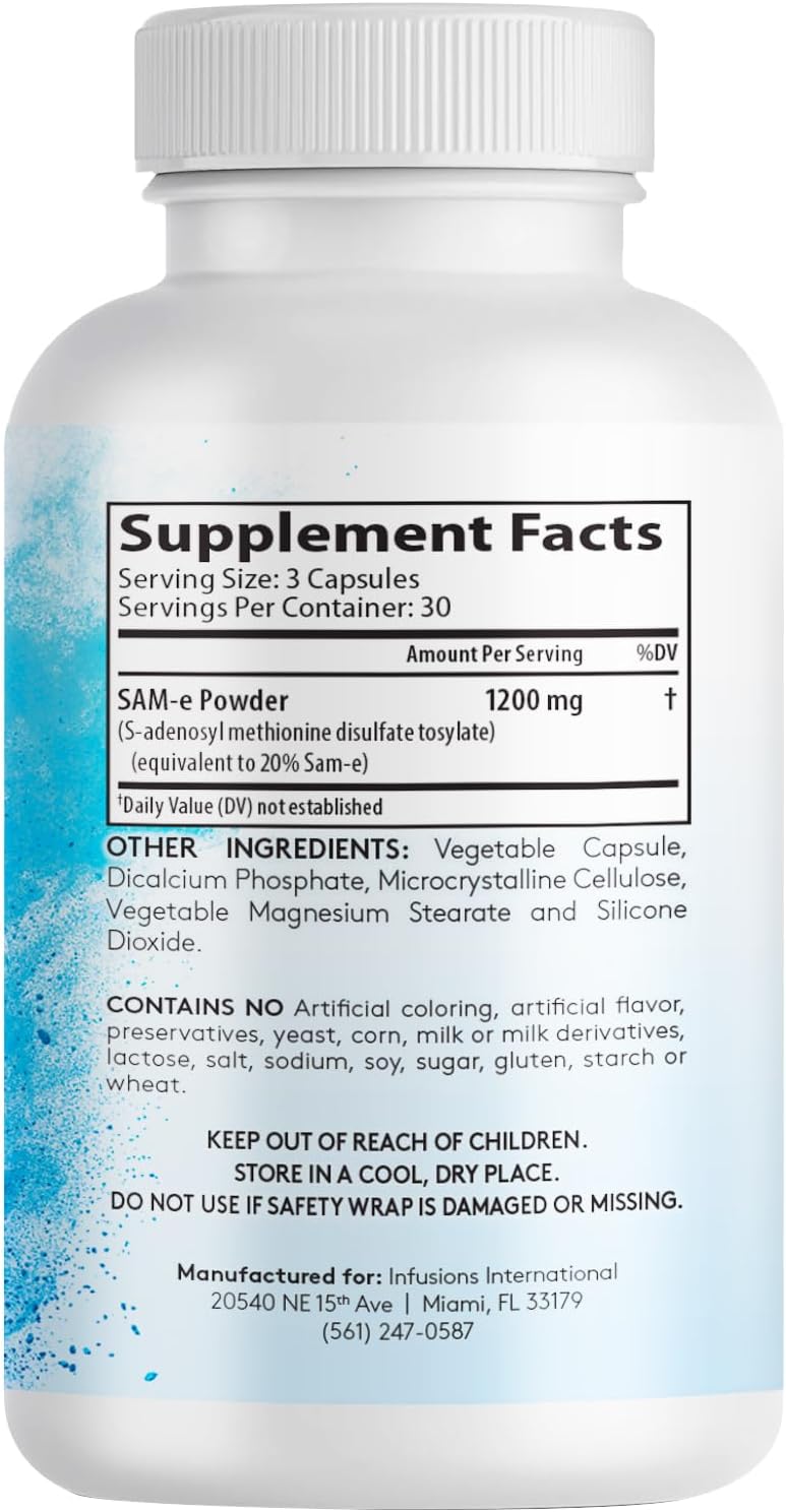 Maximum Strength Pure SAM-e 1200mg Capsules - 90 Vegetable Capsules