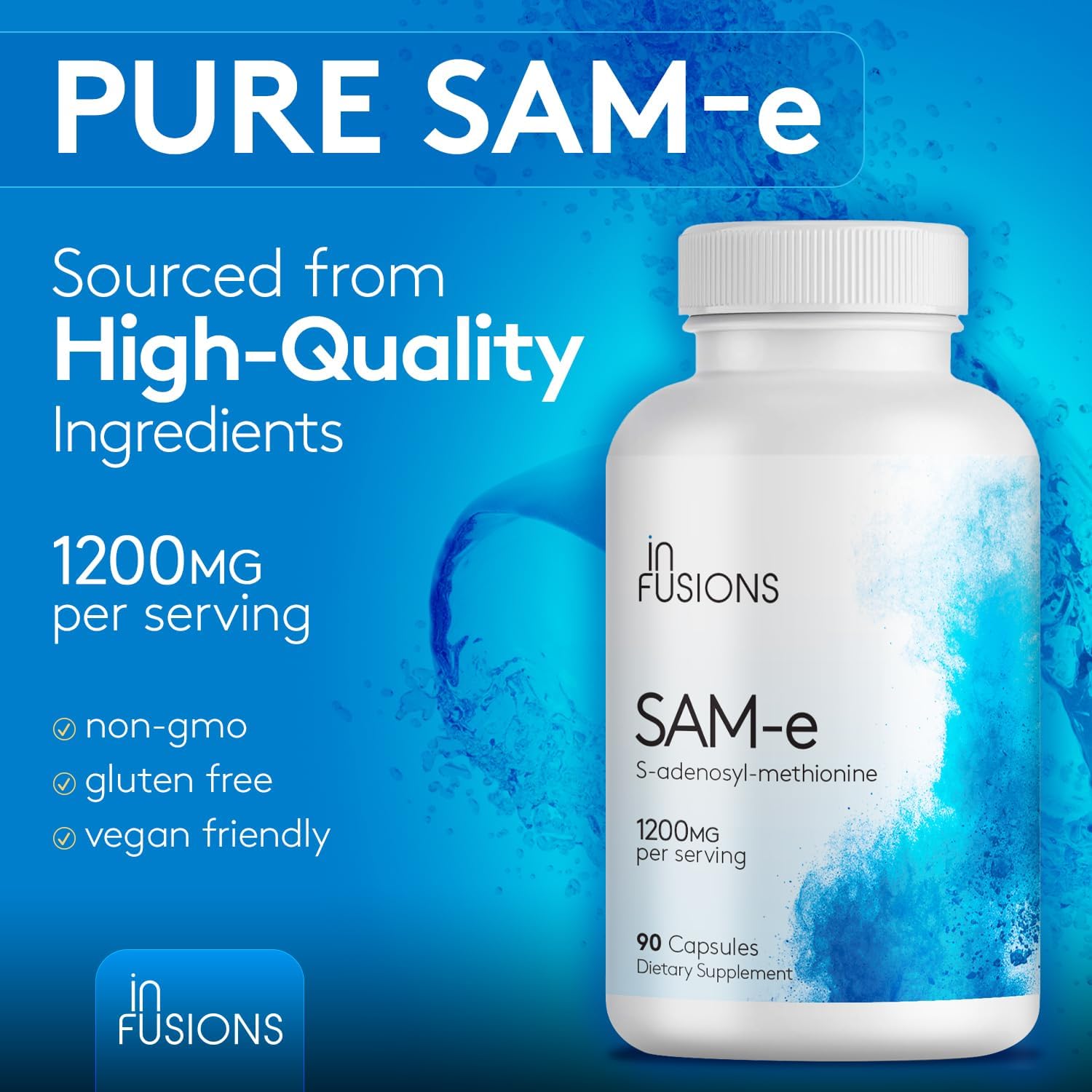 Maximum Strength Pure SAM-e 1200mg Capsules - 90 Vegetable Capsules