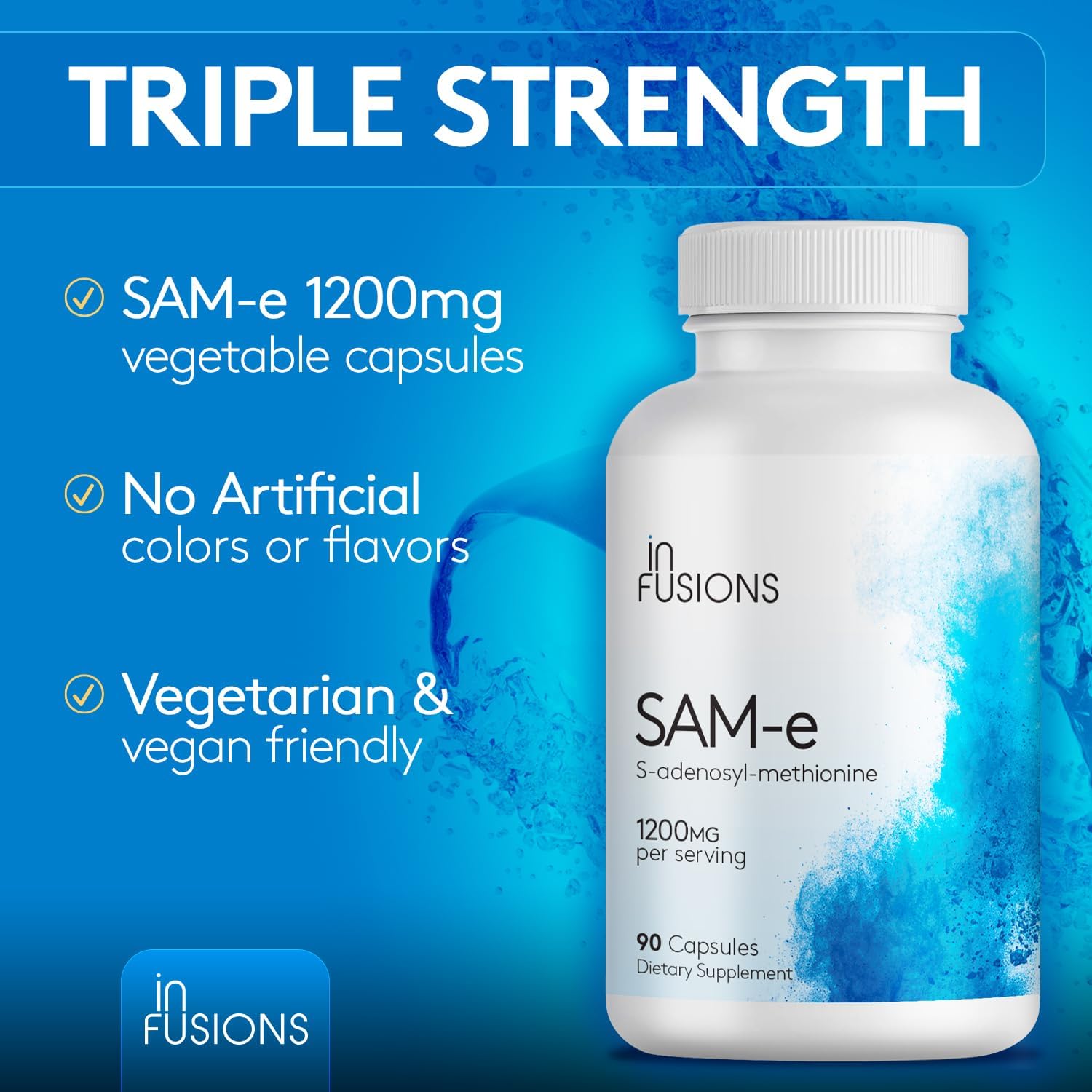 Maximum Strength Pure SAM-e 1200mg Capsules - 90 Vegetable Capsules