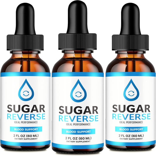 Maximum Strength Sugar Reverse Liquid Drops Supplement - Official Formula for Ideal Performance and Vitamin Support - SugarReverse Drops Reviews (3 Pack)