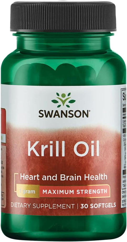 Maximum Strength Swanson EFAs Krill Oil Softgels, 1 g - 30 Count