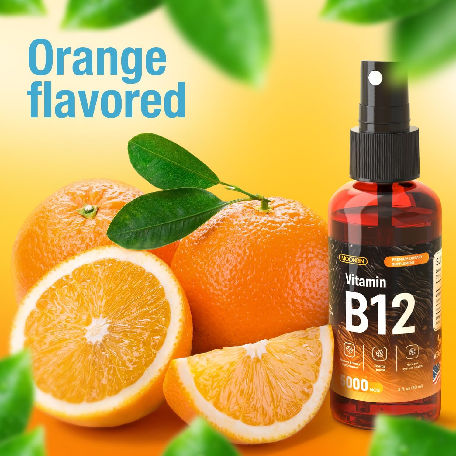 Maximum Strength Vegan B12 Liquid Spray for Energy, Memory, and Immune System Support - 2 Fl Oz