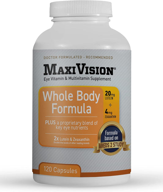 MaxiVision® AREDS 2 Whole Body Formula with Lutein and Zeaxanthin for Macular Support - Eye Strain Relief - 120 Capsules - BoostGo Australia