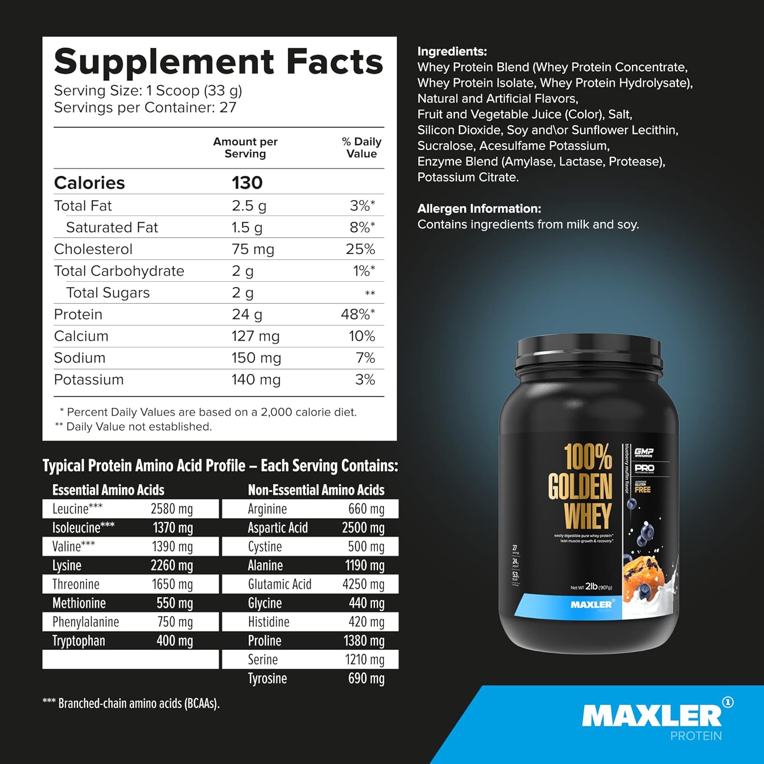 Maxler Blueberry Muffin Whey Protein Powder (2 lb) & Unflavored Creatine Powder (21.2 oz) Set