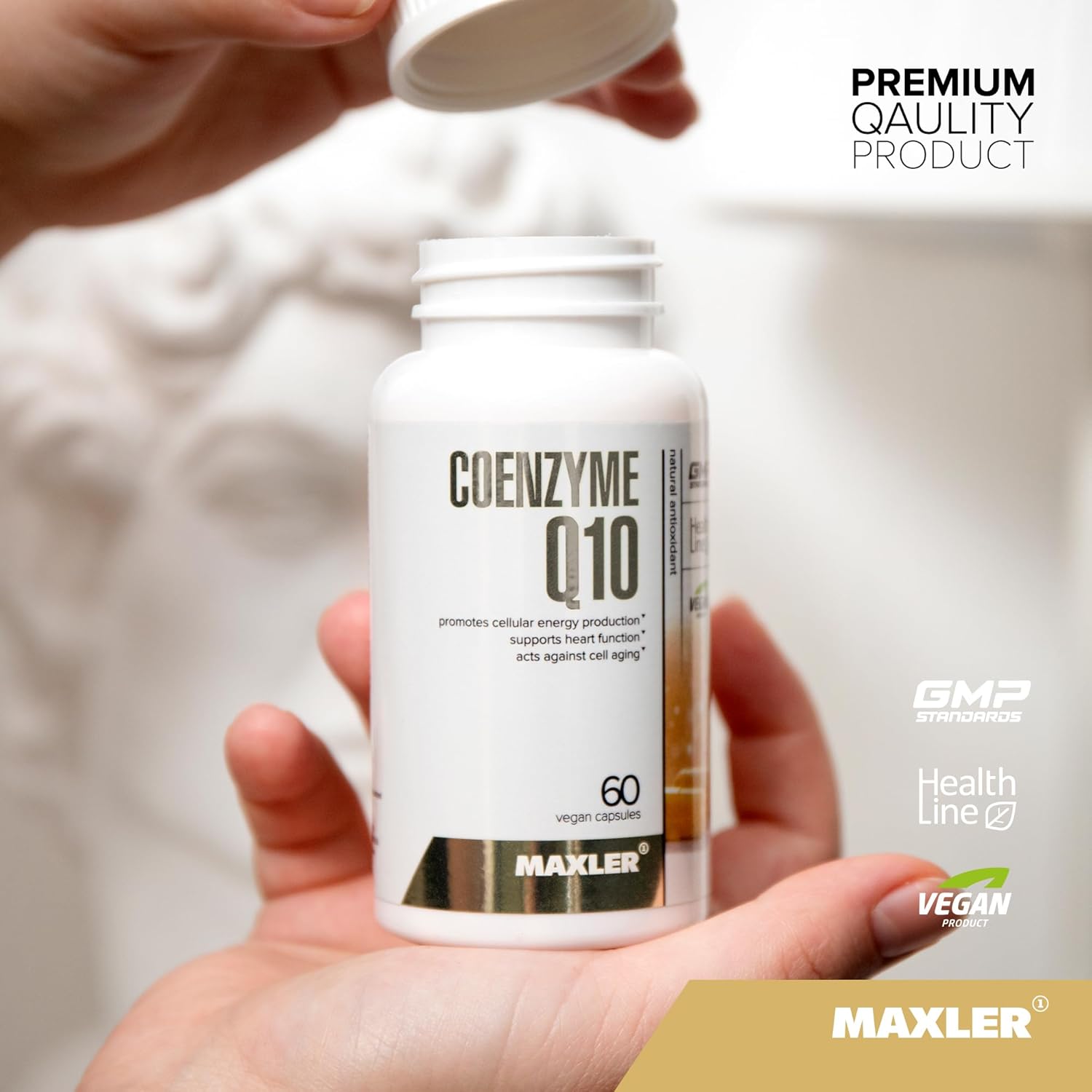Maxler Coenzyme Q10 (Ubiquinone) Supplement - 100mg CoQ-10 per Serving - 60 Vegan Capsules for Antioxidant Support