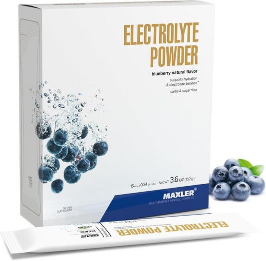 Maxler Electrolyte Powder - Keto Hydration Drink Mix with Trace Minerals - Blueberry Flavor - 15 Servings