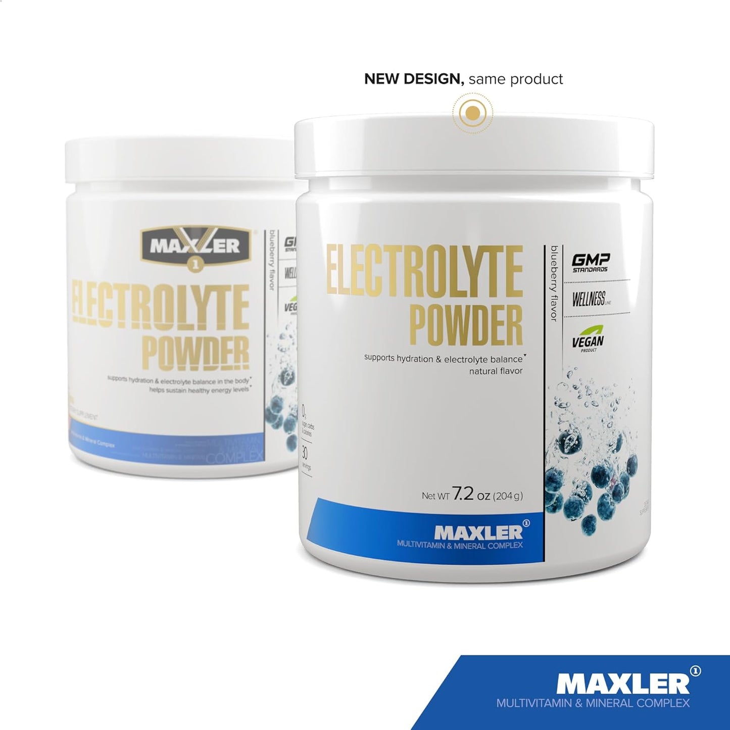 Maxler Electrolyte Powder: Hydration Drink Mix with Trace Minerals & Natural Sweeteners - 30 Servings, Blueberry Flavor