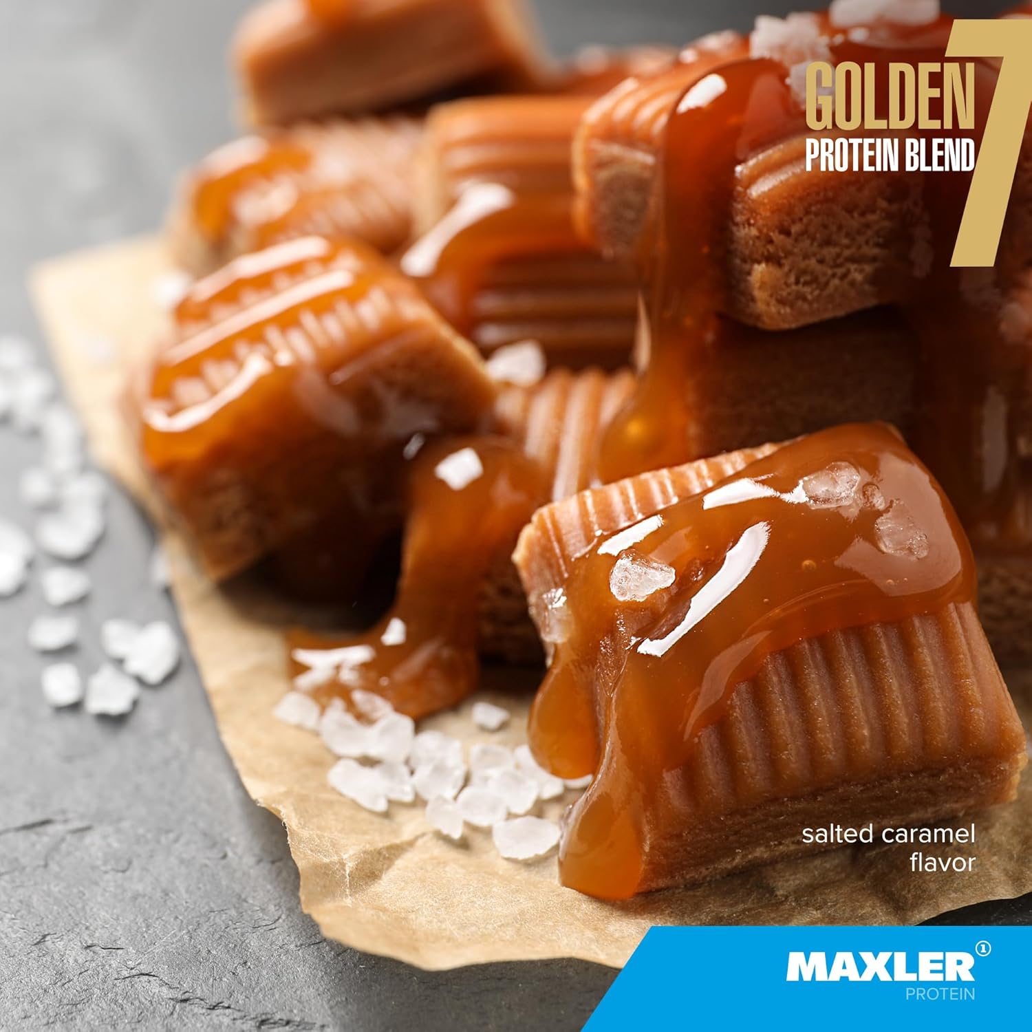 Maxler Golden 7 Protein Blend - Salted Caramel Protein Powder 2 lb - Ideal for Muscle Gain and Recovery