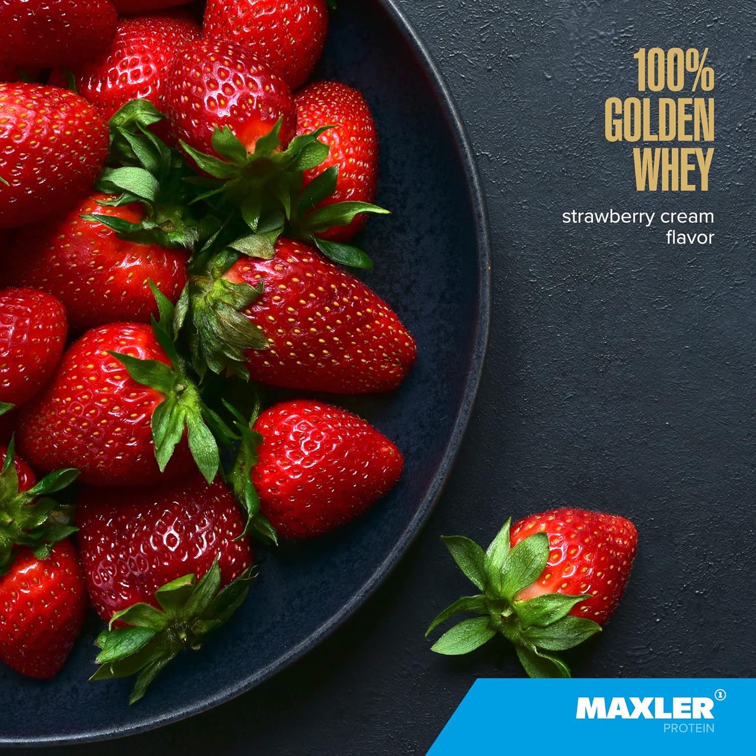 Maxler Golden Whey Protein Powder - 23g Premium Blend for Pre, Post, Intra Workout - Fast-Absorbing Strawberry Cream - 2 lbs