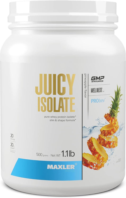Maxler Pineapple Juicy Isolate Protein Powder - Clear Whey Isolate for Muscle Recovery - Low Lactose, Fat & Sugar Free - Pre & Post Workout Drink - 20 Servings