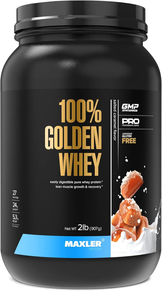 Maxler Salted Caramel Whey Protein Powder - 24g Protein per Serving - Fast-Absorbing Blend for Pre, Post & Intra Workout - 2 lbs