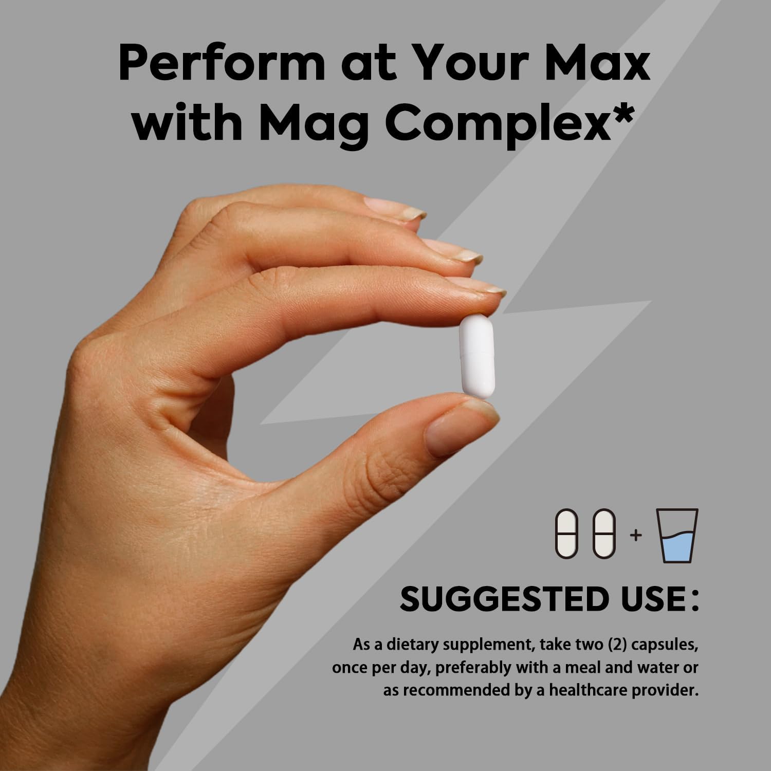 MaxMight Magnesium Complex - 210mg Elemental Magnesium - Glycinate, Citrate & Malate - Non-GMO - Max Absorption - Muscle, Mood, Energy Support - 90 Vegan Capsules