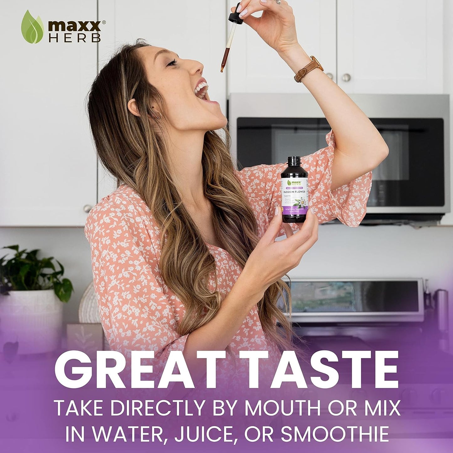 Maxx Herb Passion Flower Liquid Extract - High Potency Stress Relief Formula, Alcohol-Free - 4 Oz Bottle (60 Servings)