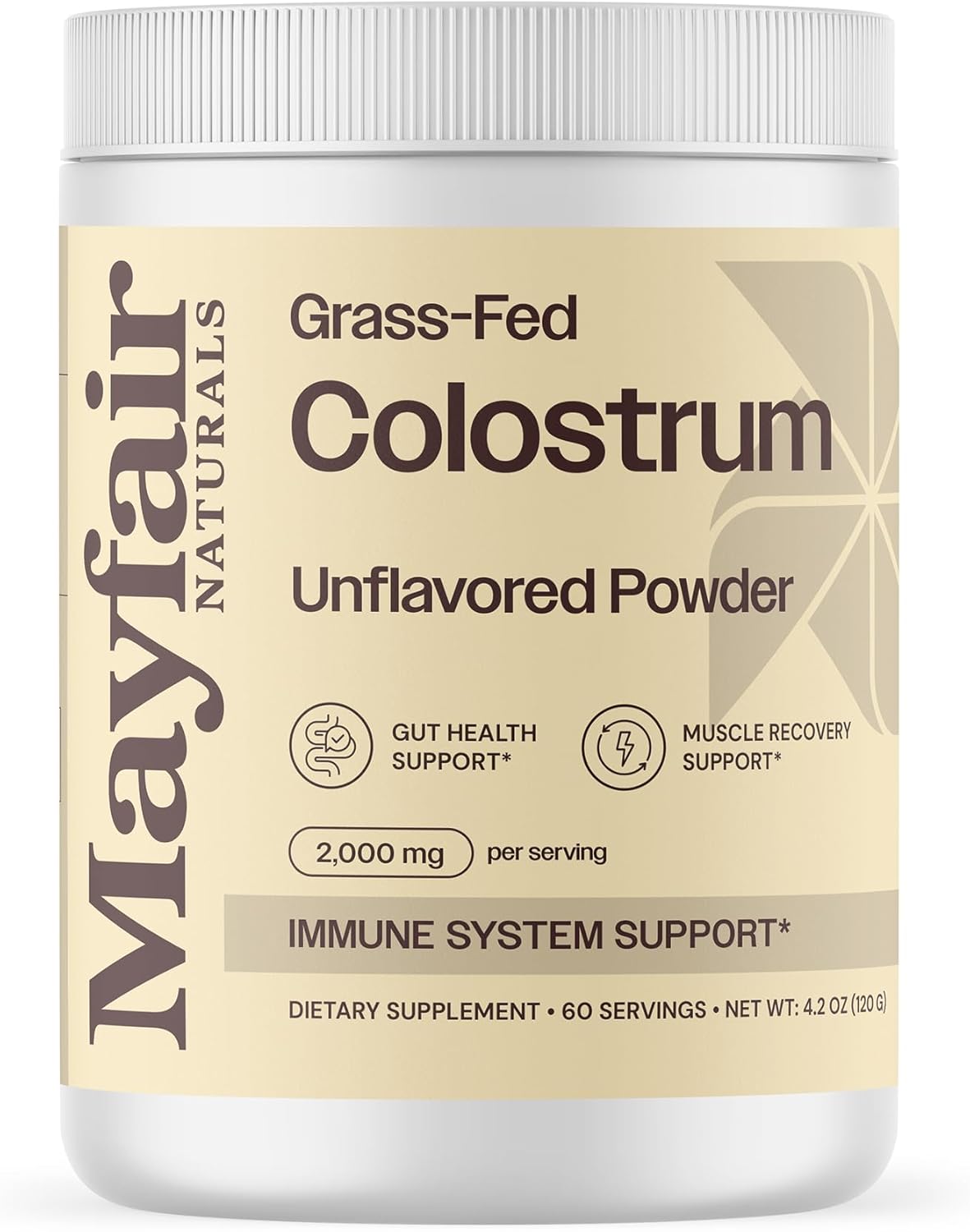 Mayfair Naturals Grass-Fed Bovine Colostrum Supplement - Immune System & Gut Health Support - 60 Servings for Kids & Adults