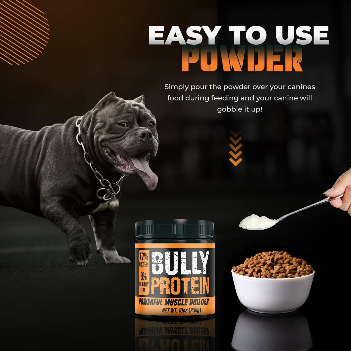 MBF SUPPLEMENTS Bully Protein & Vitamin Muscle Enhancer for Dogs, 30-Day Supply, 238mg Growth & Mass Gainer - Ideal for Pitbulls & Bulldogs