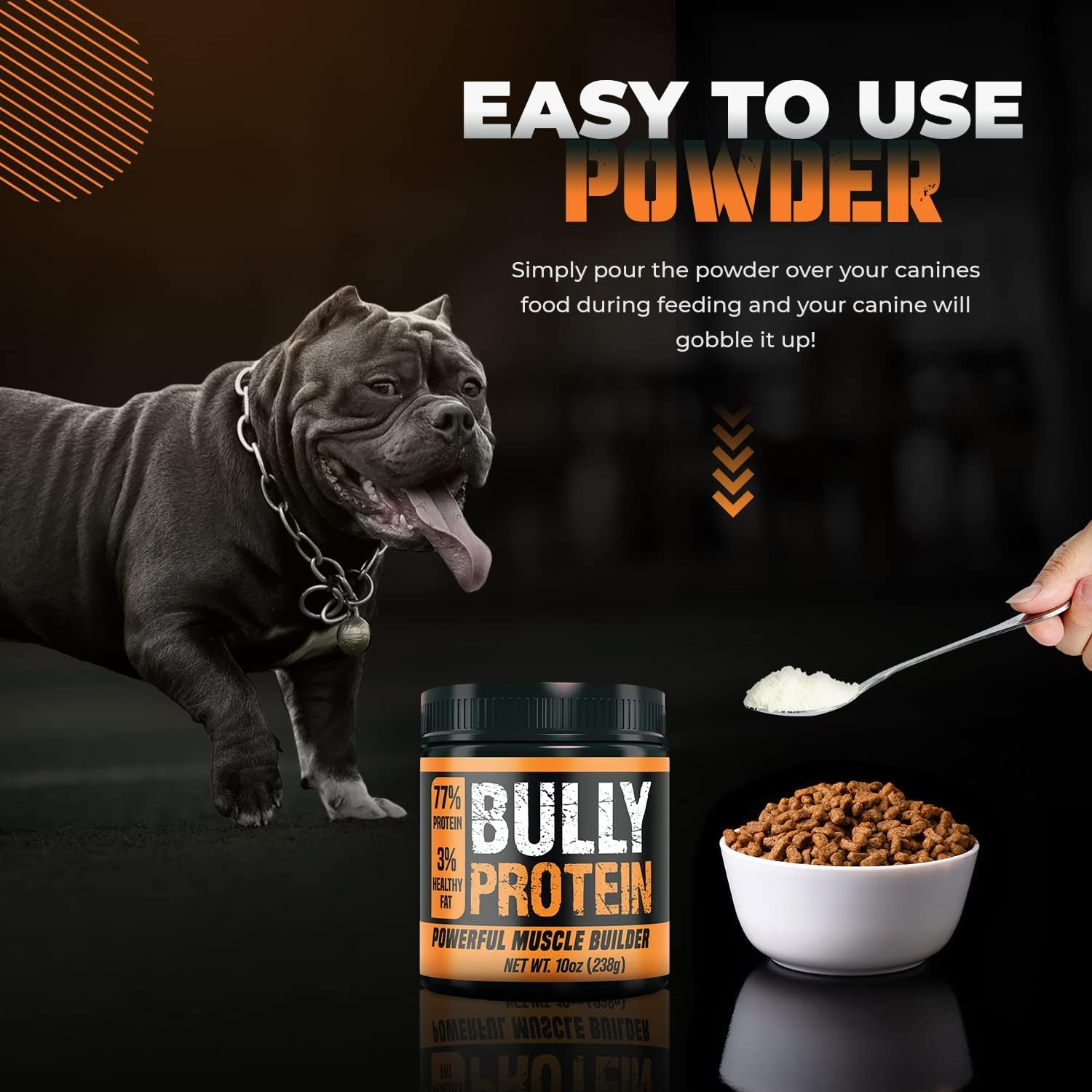 MBF SUPPLEMENTS Bully Protein & Vitamin Muscle Enhancer for Dogs, 30-Day Supply, 238mg Growth & Mass Gainer - Ideal for Pitbulls & Bulldogs