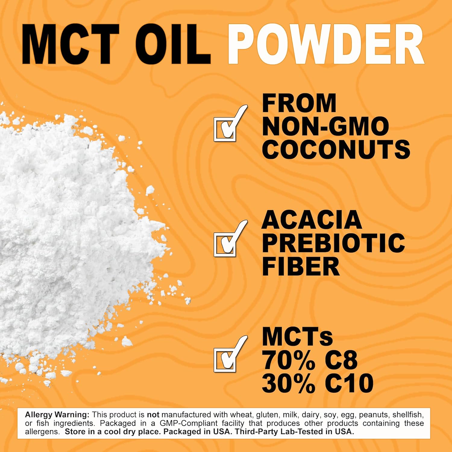 MCT Oil Powder with Prebiotic Fiber 1.5lbs - 70% C8 + 30% C10, Keto Coffee Creamer, Non-GMO 24oz